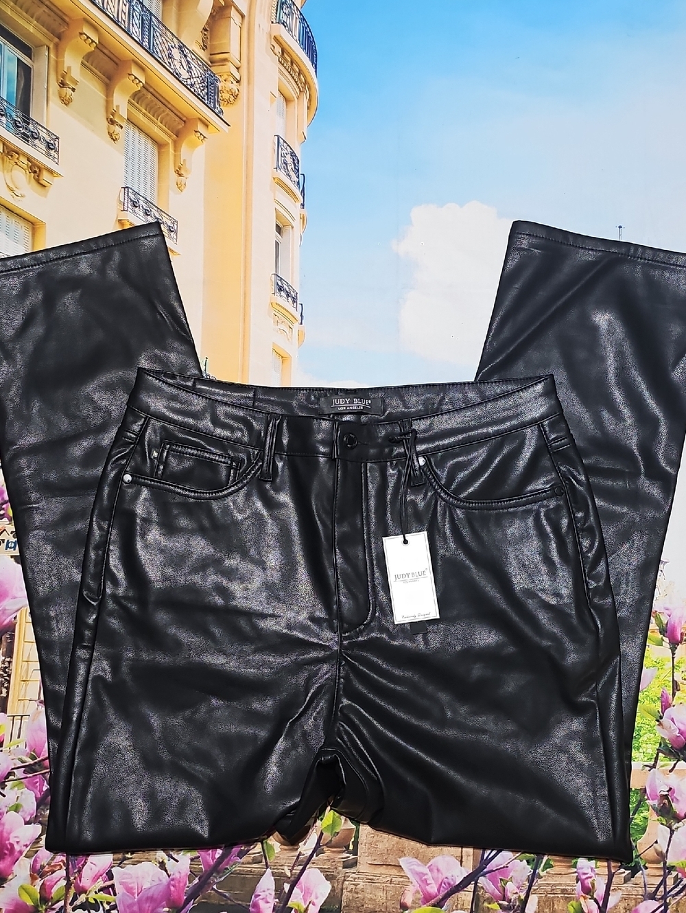 Judy Blue High Waisted Straight Pants Size 15/32 Faux‎ Leather New